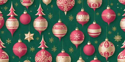 The primary subject of the image is a collection of Christmas ornaments. These ornaments are displayed on a green background, which adds a festive touch to the scene. The ornaments come in various shapes and sizes, and they are arranged in a visually appealing manner. The overall atmosphere of the image is warm, joyful, and celebratory, as it captures the essence of the holiday season.